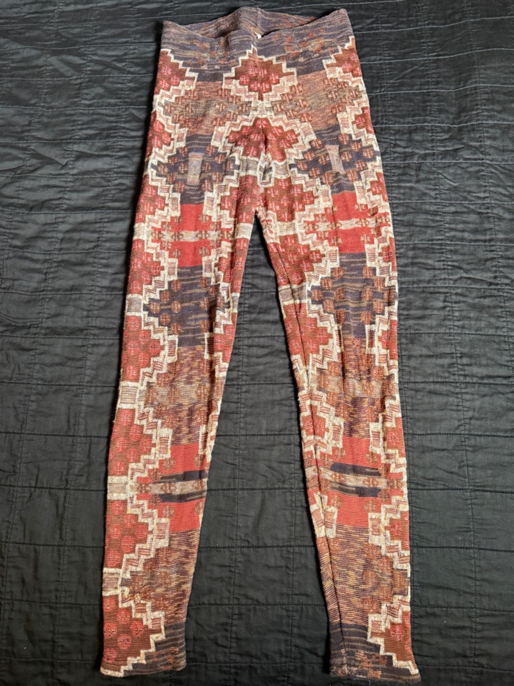 Free People Textile Southwest Rustic Pattern Print Leggings Tights Boho Earthy